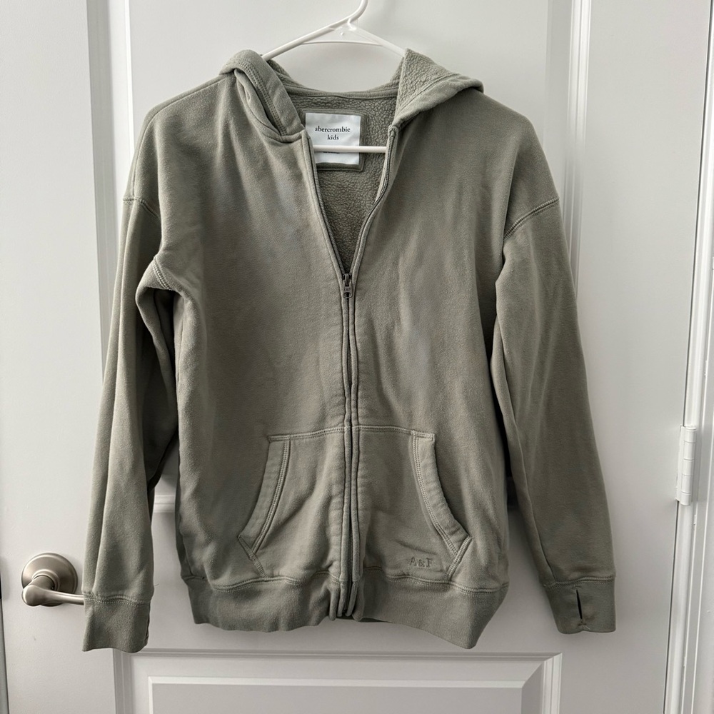 Abercrombie Kids Sage Green Zip up Hoodie Jacket